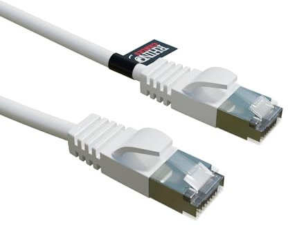rhinocables CAT 8 3m White Ultra-Fast Ethernet Cable | 40Gbps Speed, 2000Mhz Bandwidth For Gaming, Streaming & High-Speed Browsing | S/FTP Shielding To Ensure Uninterrupted Connectivity (Single)