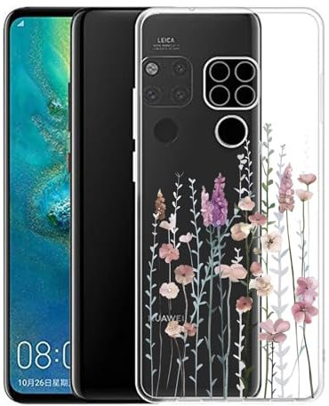 Kaywzo Hülle für Huawei Mate 20,Transparent TPU Handyhülle mit Gemälde Blume Muster,Ultradünn Stoßfester Schutzhülle,Schön Silikon Cover Case-3