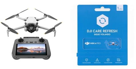 DJI Mini 4 Pro+ Card DJI Care Refresh 1-Year Plan, Mini Drone Pliable avec Caméra 4K pour Adultes, Moins de 0,549 lb/249 g, Temps de Vol 34 min, Transmission Vidéo 20 km, Détection Omnidirectionnelle
