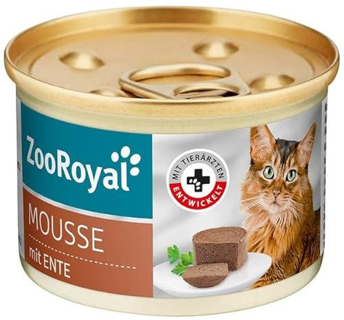 ZooRoyal Katzen Mousse mit Ente 12x85g Katzen nassfutter Multipack katzendosen alleinfuttermittel