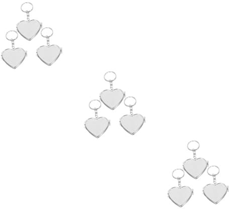 9 Pièces Miroiter Fournitures Porte-clés Bricolage Pendentif Porte-clés Miroir En Forme De Cœur Pendentif Mini Miroir Fournitures De Porte-clés Miroir Poche Petit Miroir Métal