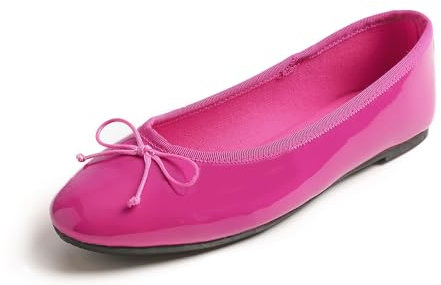 Feversole Cuscino Variopinto della Schiuma di Memoria del Macaroon delle Donne Insock Balletto del Brevetto Pitaya Fucsia 37.5 EU