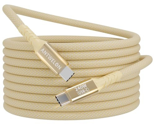 ANTWELON 240W USB C a USB C Cable PD3.1 2M Carga Rapida Tipo C Nylon Cable Cargador para iPhone 16 15 Pro Max Samsung Galaxy S24 S23 Macbook Pro iPad Pro (amarillo)
