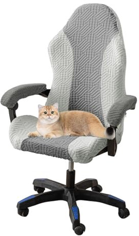 CACXKEP Grey b, Gaming Chair Cover Office Chair Cover Game Chair Cover Stretchable with Armrest Covers Computer Chair Seat Covers Gaming Chair Cover Slipcovers, X-Large