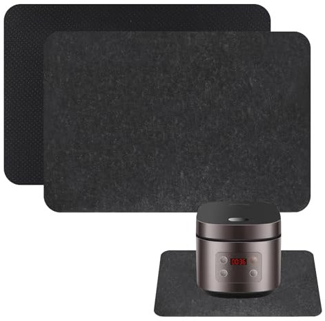 TOKSEO 2 tappetini ignifughi, in feltro, protezione dal calore, da cucina, antiscivolo, piano di lavoro, piano di lavoro per macchine da caffè, tostapane, friggitrice ad aria (30 x 45 cm, nero)