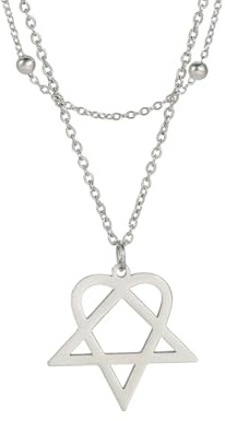 Halskette Ketten Schmuck Herren Frauen Anhänger Necklace Heartagram Stern Anhänger Halskette Herz Fünfeckige Kette Halskette Für Frauen Paar