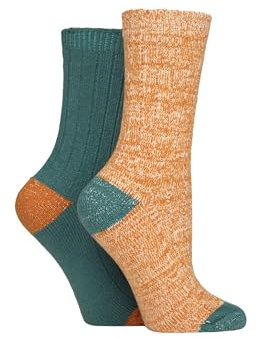 ELLE Ladies Velvet Soft and Sparkle Boot Socks Pack of 2 Size 4-8 in Assorted Colours Perfect for Walking and Hiking Marmalade 4-8