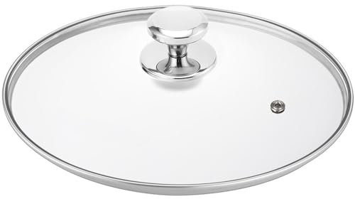 Glass Lid for 12.5 Inch Stainelss Steel Cast Iron Skillets Frying Pans, 32cm Tempered Lids for Dutch Ovens, 12.5 In Pan Cover with Stainless Steel Rim for Stock Pots, Dishwasher Safe