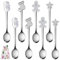 8 Pack Christmas Stainless Steel Tea Spoons Set, Creative Stainless Steel Coffee Spoon Christmas Tableware, 5 Inch Christmas Tableware Spoons Christmas Stocking Fillers Party - Silver