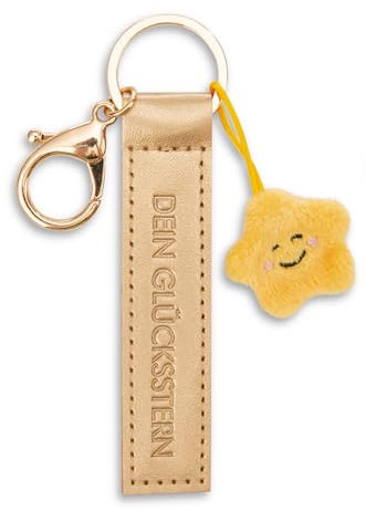 NICI Schlüsselanhänger Dein Glücksstern Kunstlederband gold 10cm mit Stern