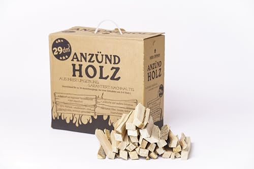 Kaminholz Breuer Anfeuerholz Anzündholz 10kg, Anmachholz aus deutschem Weichholz – 15% Restfeuchte, chemiefrei, 15cm Langen Stücke für Kamin, Ofen, Grill, Smoker & Feuerste