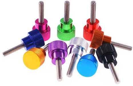 Vis à molette，Color Knurled Thumb Bolts， Vis à pouce colorée UNC 6#-32, en alliage d'aluminium + acier inoxydable, tête plate moletée, bouton de poignée, boulons étagés, 3 pièces(Rose Red,UNC 6-32x28