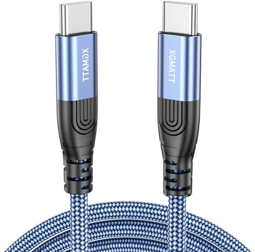 XGMATT Extra langes USB C auf USB C Kabel 8M PD 60W Typ c auf Typ C Kabel Schnellladung kompatibel für iPhone 15,MacBook Air/Pro,iPad Pro 2020,Samsung Galaxy S22/S21 S21+ S20,Blau
