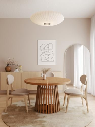 Imebel Runde Tisch, Holztisch, Esstisch, Klapptisch 110-210 cm T-77 (Bavaria, Bein Eiche Natur) (Naturel)