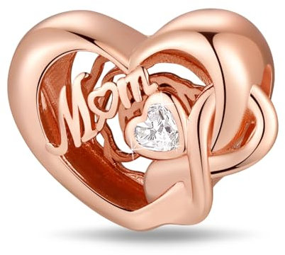 LMLMECREA Roségold Herz Mom Charms Anhänger - Silber Family Unendlichkeit Charm für Europäische Armbänder & Ketten | Muttertag für Damen