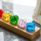 DaMohony 7 bunte Glaskristallkugeln, 40 mm, Kristall-Eiskugeln mit LED-Holzsockel, natürliche Heilkugeln, Set für Zuhause, Wohnzimmer, Dekoration