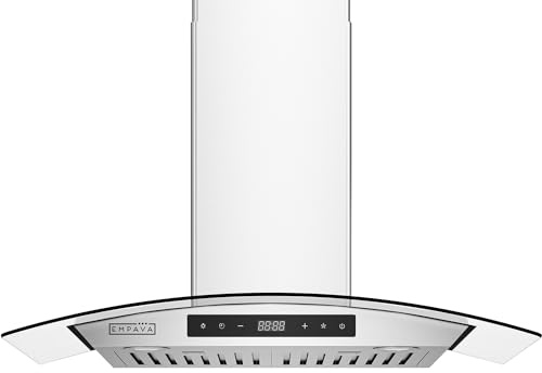 Empava Wall Mount Range Hood 30 Inch, Ducted/Ductless Kitchen Exhaust Stove Vent with Modern Style, 400CFM, 3-Speed, Touch Control, Timer, LED Lights, Stainless Steel (Charcoal-Filter Sold Separately)