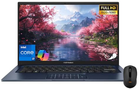 ASUS Vivobook - Computer portatile da 14, FHD (1920 x 1080), Intel Core i7-1355U, 10 core, scheda grafica Intel UHD, Copilot, videocamera per la privacy, Windows 11 Home, con mouse wireless (12 GB di