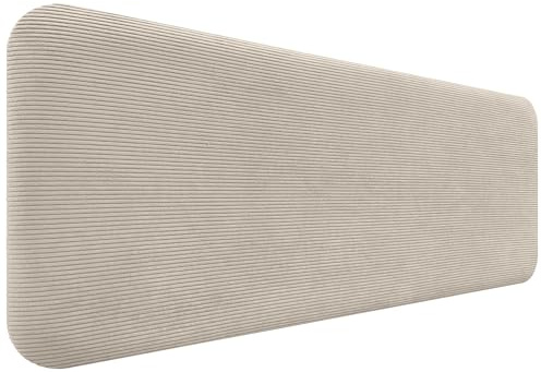DHOME Gepolstertes Kopfteil Glatt Abgerundet Premium-Cord für Wand Akustische Kopfteile Schallabsorbierend Kopfstütze Bett Schlafzimmer (Beige, 160cm)