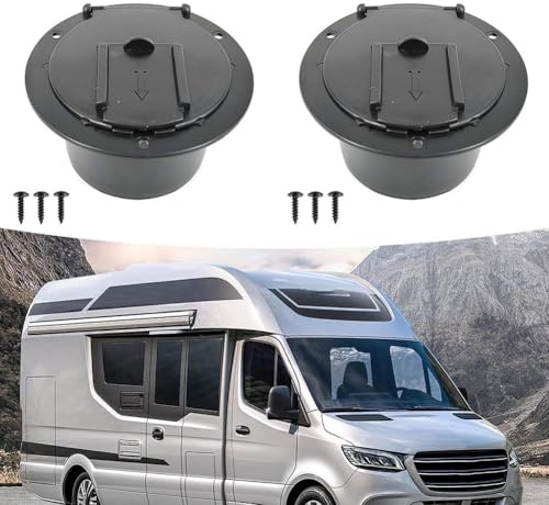 Filteilect RV-Netzkabelabdeckung für den Einsatz – 2 Stück, runde Kabeldurchführungsklappe mit versiegeltem Deckel, schützt vor Staub und Feuchtigkeit, passend für Wohnmobil-Zubehör (schwarz)