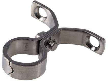 5x Schraubhalterung, 15 mm, flach, Chrom | Rohrstützclip