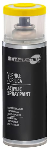 SIMPLETEK - Bomboletta Vernice Spray Acrilico Giallo Zinco RAL 1018 Colore Brillante Universale Multimateriale Interni Esterni 400ml (1 pezzo)
