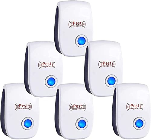 Répulsif Ultrason Anti-Rongeurs Insectes, 6 Pack Ultrason Anti Moustique Ultrason Souris et Rats, Intérieur Répulsif Électronique Insectes Anti Souris, Moustiques, Cafards, Rats, Fourmis, Araignées
