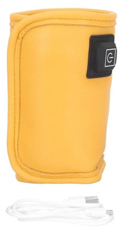 OFFIGAM USB Bottle Warmer Portable Feeding Bottle Warmer Pu Leather Orange Travel and Car