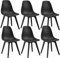 [en.casa] 6X Esszimmer Stuhl 'Brevik' 83 x 54 x 48cm in Schwarz Kunststoff mit Bodenschoner