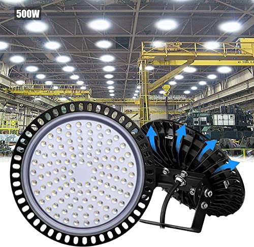 Sararoom 500W LED UFO Industrielampe 40000LM LED Hallenstrahler - 6500K Kaltweiß LED Strahler mit 468LEDs Werkstattlampe Industrial LED Werkstatt Deckenleuchte LED High Bay Licht für Fabriken Garage