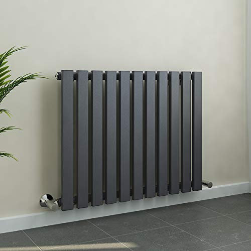 Warmehaus Radiador de diseño horizontal gris antracita de 600 x 760 mm, panel plano rectangular, moderno calefacción, perfecto para baño, cocina, sala de estar