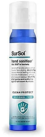 NRS Healthcare SurSol Non Alcohol Hand Sanitiser Spray, 75 ml, Blue