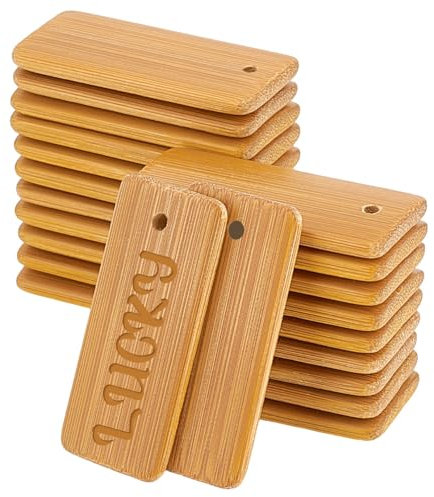 PandaHall 60 Stk. Leere Holzanhänger, Undyed Rectangle Bamboo Geschenkanhänger Namensschilder Hang Labels Schlüsselanhänger Für Weinflaschen Arts Crafts Home Decoration
