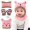 Ensemble chapeau, écharpe et gants - Rose - Hiver - Bonnet bébé - Écharpe - Gants - Pour enfant - Bonnet d'hiver - Tour de cou et gants - Cadeaux pour filles et garçons de 1 à 4 ans