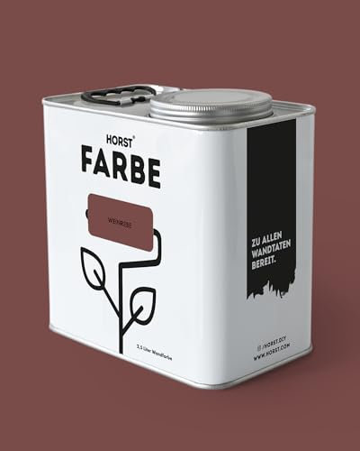 HORST Wandfarbe Weinrebe 2,5L - Hochwertige Innen-Farbe - Hohe Deckkraft & Schnelltrocknend - Geruchsneutral - Spritz- & Tropffrei - 100% Natürlich - Rot