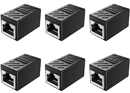 JZK 6PCS RJ45 Coupler, lan cable coupler Cat8 Cat7 Cat6 Cat5e Cat5, extension connector for extending ethernet cables, female to female ethernet coupler adapter