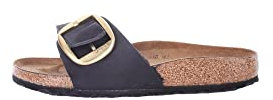 Birkenstock - Sandali Bio Arizona Donna Metallizzato, Nero, 36 EU Estrecho
