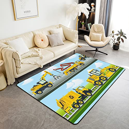 Bagger Wohnzimmer Teppiche Wohnzimmerteppich 100x150cm Baufahrzeuge Innenbodenmatte für Küche Balkon Terrasse Outdoor Dekor Cartoon Auto Akzent Teppich Ausrüstung Trucks Rutsch Bereich Runner Teppich