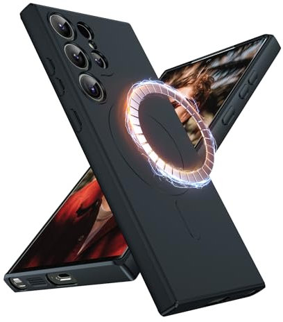 LeYi Hülle für Samsung Galaxy S23 Ultra Handyhülle Kompatibel mit MagSafe, Magnetische Slim Weiches Silikon TPU Kameraschutz Schutzhülle Kratzfest Mikrofaserfutter Case für S 23 Ultra 5G Schwarz