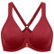 Delimira Women's Front Fastening Bras Seamless Unlined Racer Back Plus Size Underwired Plunge Bra Red Revelry 40G