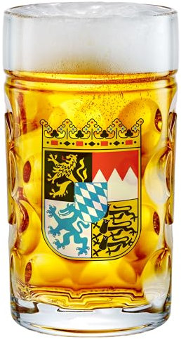 Burns Glass 44 Oz Large German Classic Beer Mugs, Dimpled Beer Stein with Handle, Freezer Safe, Beer Mug for Oktoberfest Parties Games, Hot Tea Cup Glasses, Beer Gifts for Men Friends Dad, Set of 1