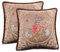 Qupace Set mit 2 europäischen Vintage-Kissenbezügen, 45,7 x 45,7 cm, Blumen, Eurobraun, Kissenbezüge für Sofa, Couch, Couch, bestickt, Kissenbezug für Sofa, Bett, Stühle, Auto