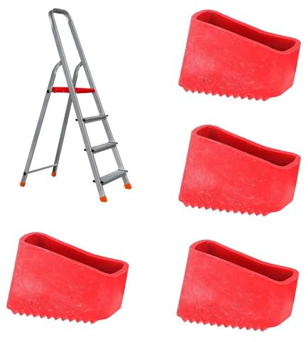 NIYATA 4Pcs Patin Escabeau 50x20 Tubesca, Embout Escabeau en Caoutchouc,Remplacement Pieds Escabeau,Pied Escabeau pour Echelles à Chevrons,Portection de L'échelle,Rouge