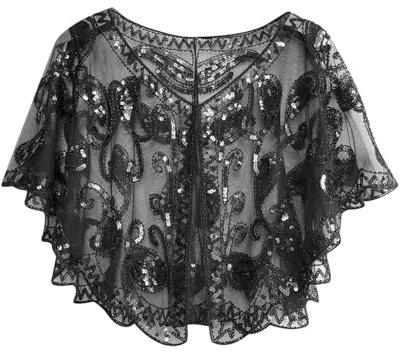 TYFGRT 1 Stück Paillettenverzierter Schal, Dünner Paillettenbesetzter Schal, 1920Er-Jahre-Vintage-Schal, Abendkleid-Schal, Eleganter Schal Für Damen, Modisches Kleidungsaccessoire