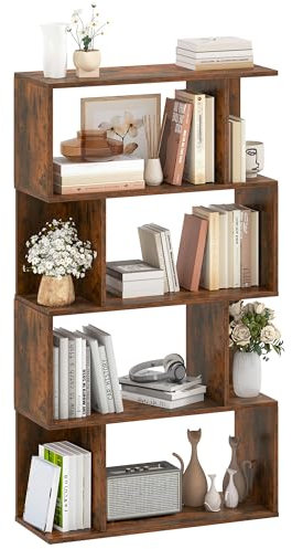 YITAHOME Bookcase, 5 Tier Bookshelf Industrial Shelving Unit with Open Shelves Standing Book Shelf Wooden Display Storage Rack for Bedroom Living Room Home Office, Rustic Brown