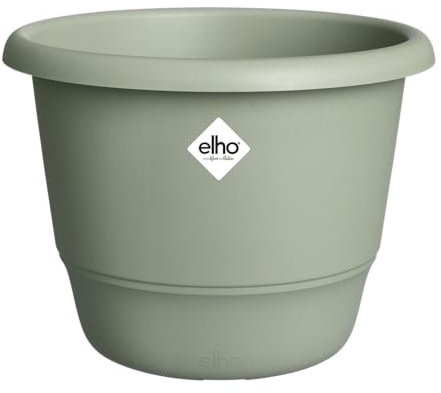 elho Amiga Round 30 - Plant Pot for Indoor & Outdoor - 100% Recycled Plastic - Ø 29.5 x H 20.2 cm - Green/Thyme Green