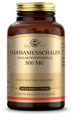 SOLGAR® Flohsamenschalen 500mg - Ballaststoffquelle - fördert eine gesunde Darmfunktion - Optimal für eine gezielte Ballaststoffzufuhr - 100 Tage Vorrat
