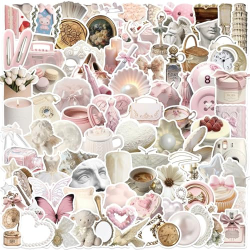 100pcs Coquette Stickers Pack - Cute Waterproof Vinyl Aesthetic Stickers for Girls | Laptop, Water Bottle, Phone, Guitar Decoration