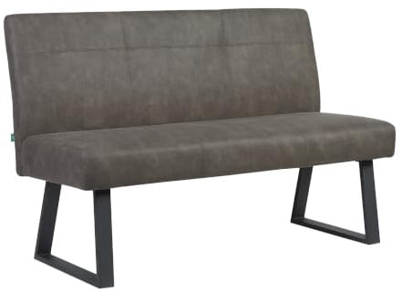 DUBI Möbel Sitzbank Joyce 140 cm mit Federkernpolsterung – Moderne Esszimmerbank Taupe – Gepolsterte Küchenbank mit 15 cm Polsterung & Metallbeinen Schwarz