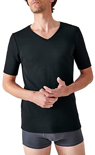 Damart Camiseta con Cuello de Pico, Manga Corta, Punto Thermolactyl clásico térmica, Negro, L para Hombre